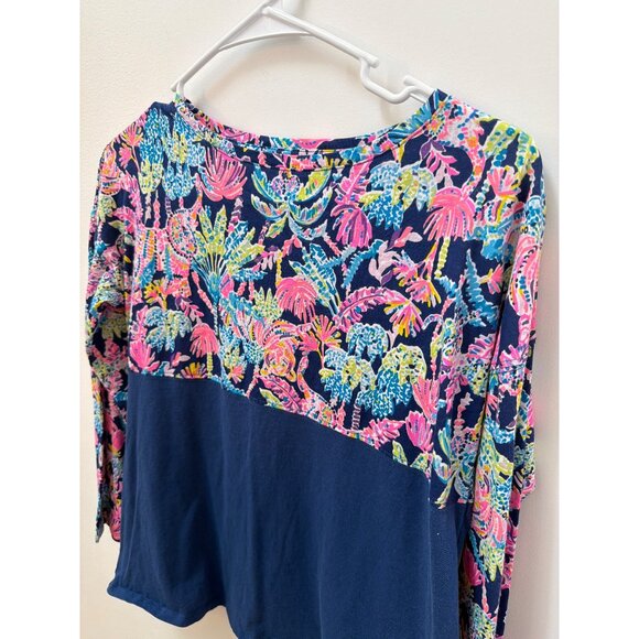 Lilly Pulitze Girls XL12/14 Long Sleeve Colorful Floral Top Navy & Multicolor - Picture 2 of 4